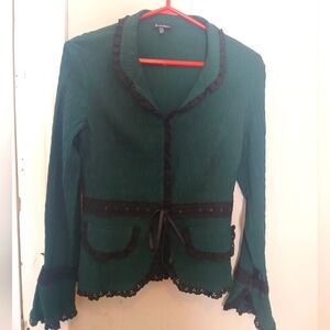 le chateau Dark Green Blazer with Black Trim